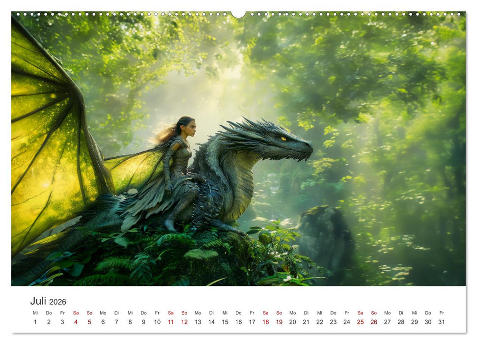Kraft und Magie - Die Welt der Drachenkriegerinnen (CALVENDO Premium Wandkalender 2026)