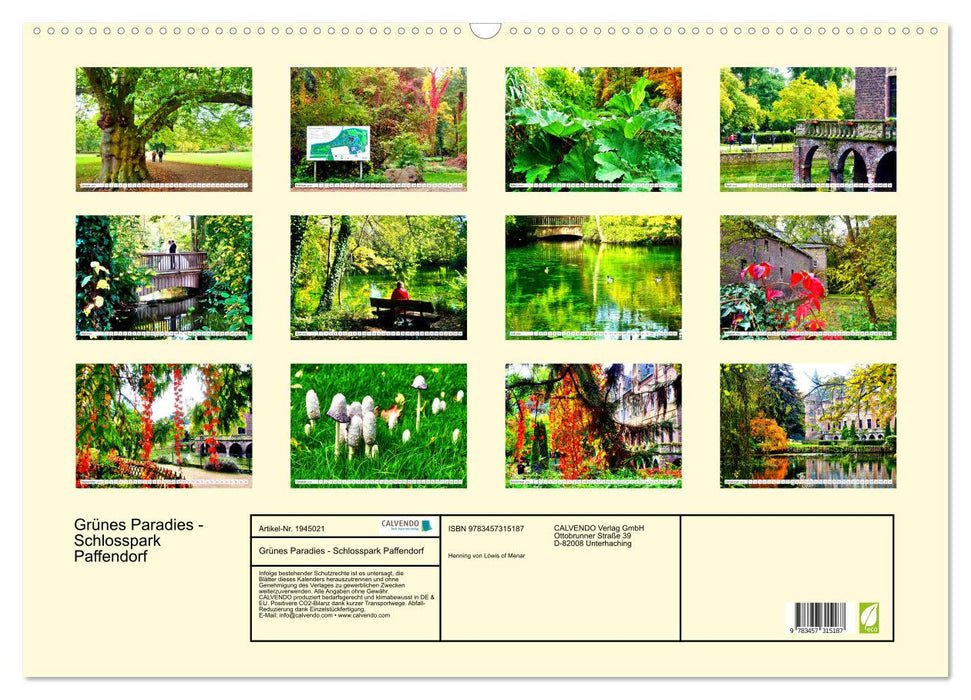 Grünes Paradies - Schlosspark Paffendorf (CALVENDO Wandkalender 2026)