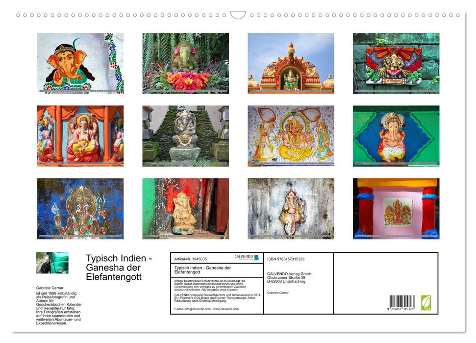 Typisch Indien - Ganesha der Elefantengott (CALVENDO Wandkalender 2026)