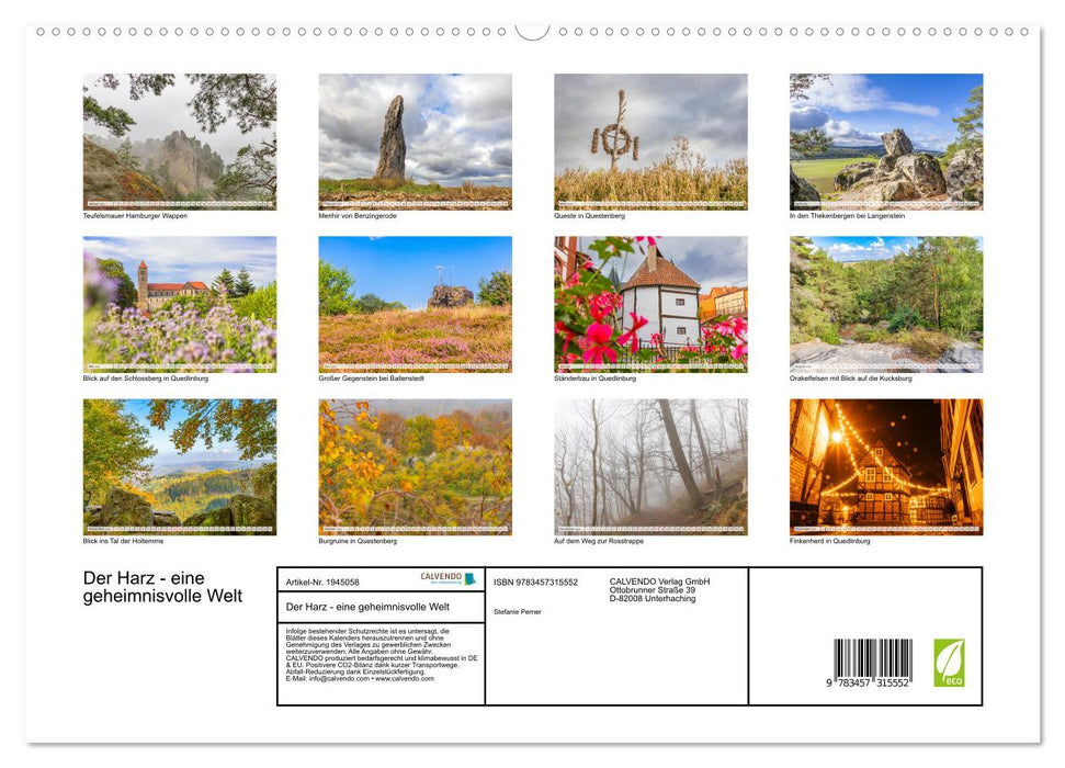 Der Harz - eine geheimnisvolle Welt (CALVENDO Premium Wandkalender 2026)