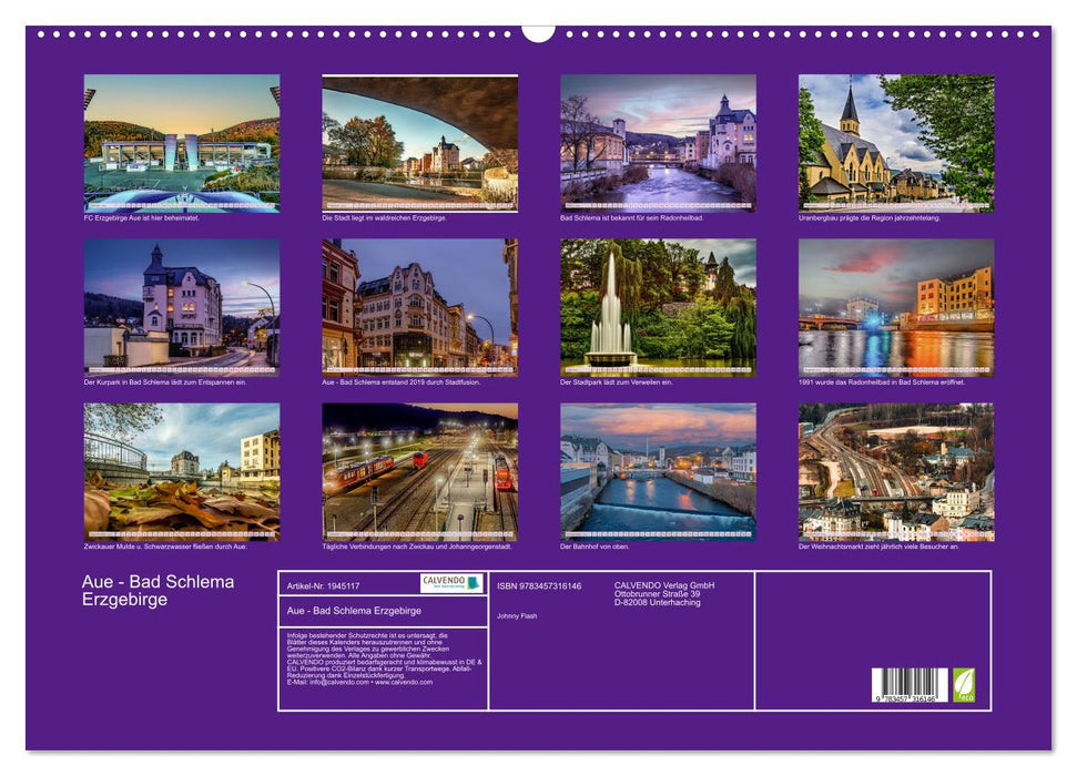Aue - Bad Schlema Erzgebirge (CALVENDO Wandkalender 2026)