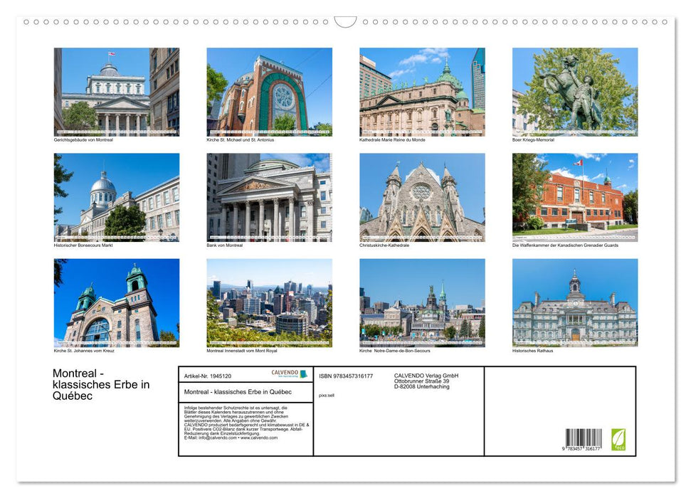 Montreal - klassisches Erbe in Québec (CALVENDO Wandkalender 2026)