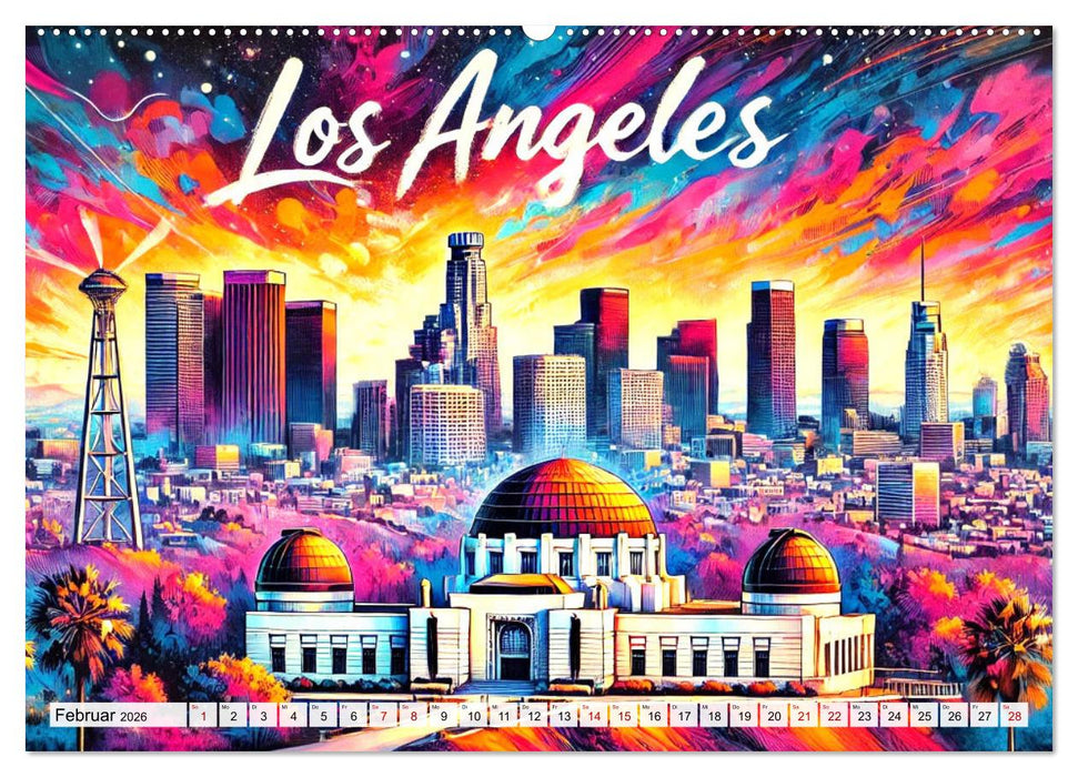 Stadtansichten der USA in Tusche (CALVENDO Wandkalender 2026)