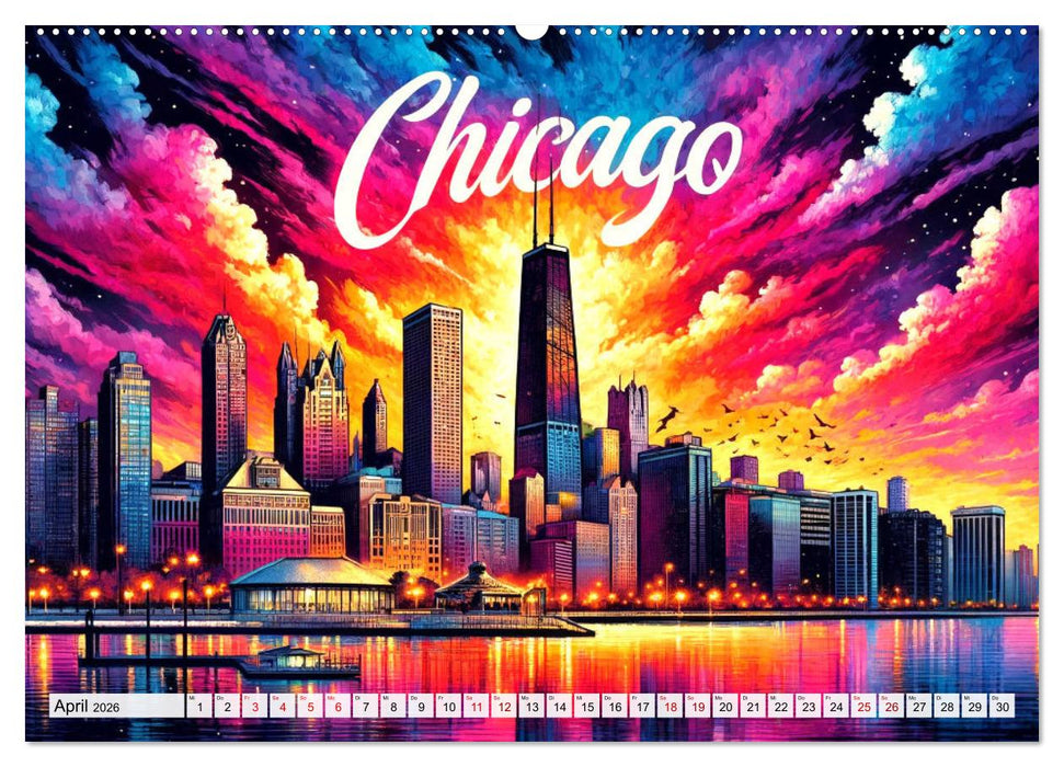 Stadtansichten der USA in Tusche (CALVENDO Wandkalender 2026)