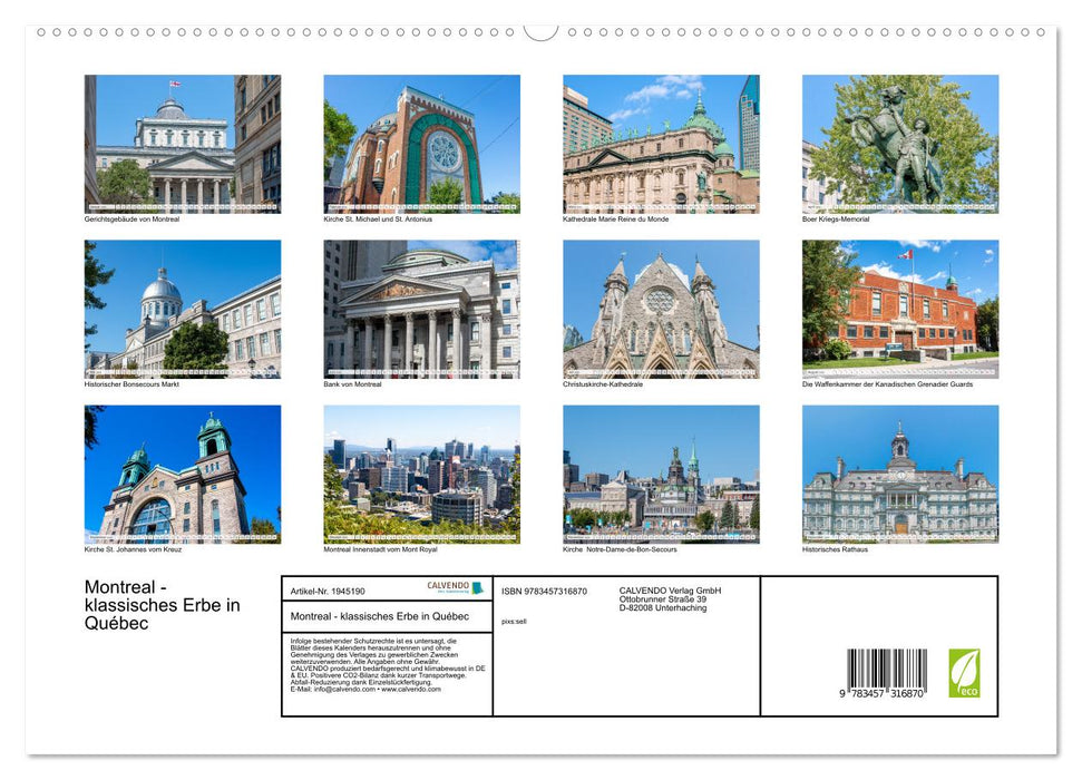 Montreal - klassisches Erbe in Québec (CALVENDO Premium Wandkalender 2026)