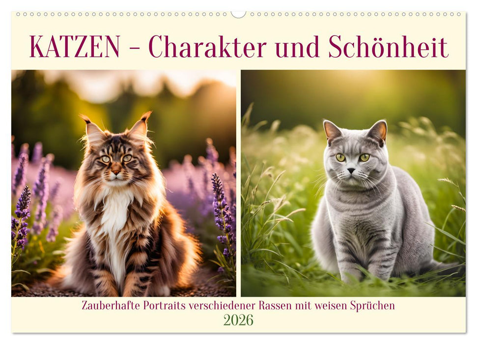 Katzen - Charakter und Schönheit (CALVENDO Wandkalender 2026)