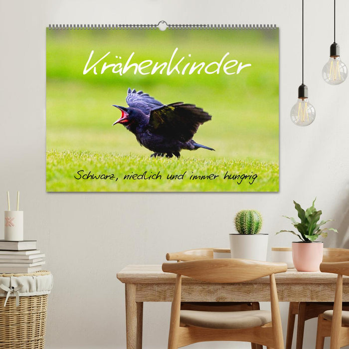 Krähenkinder - Schwarz, niedlich und immer hungrig (CALVENDO Wandkalender 2026)