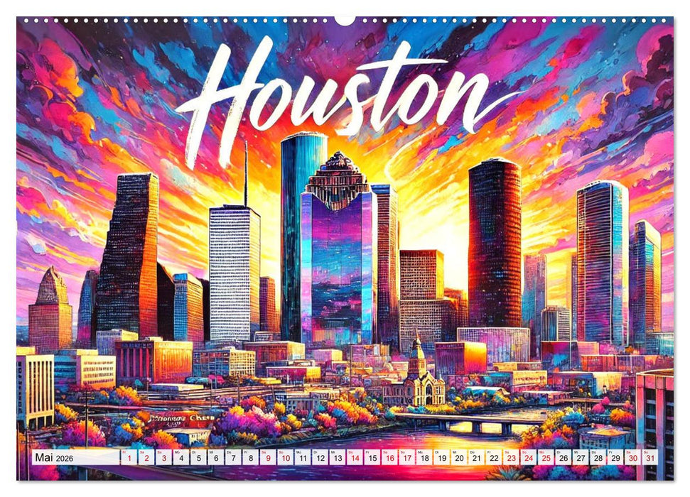 Stadtansichten der USA in Tusche (CALVENDO Premium Wandkalender 2026)