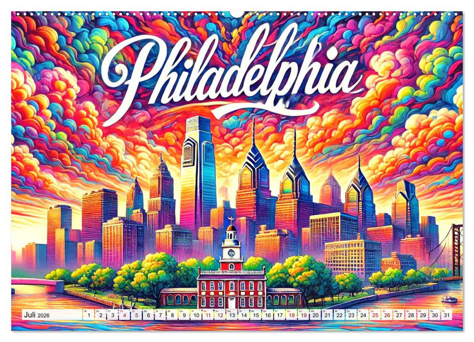 Stadtansichten der USA in Tusche (CALVENDO Premium Wandkalender 2026)