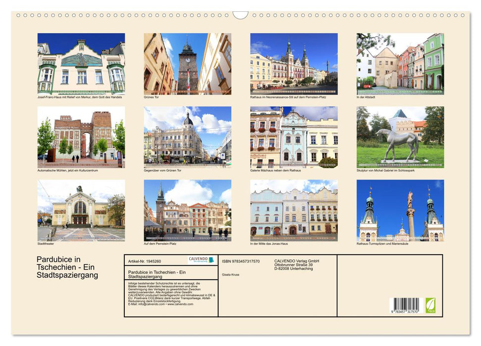 Pardubice in Tschechien - Ein Stadtspaziergang (CALVENDO Wandkalender 2026)