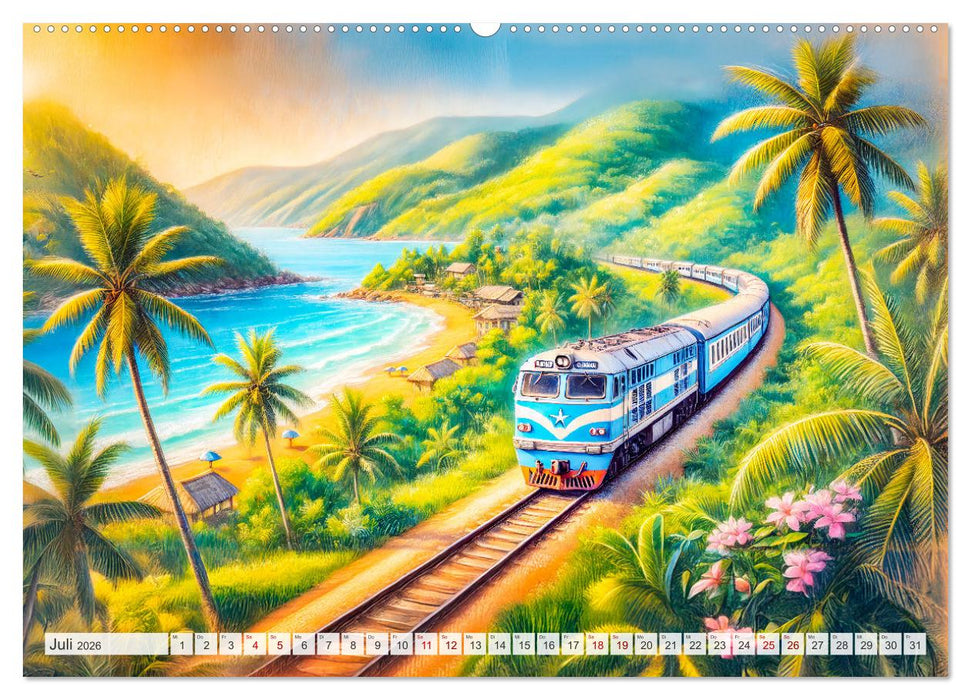 Faszination Eisenbahn - Lokomotiven und Landschaften der Welt (CALVENDO Premium Wandkalender 2026)
