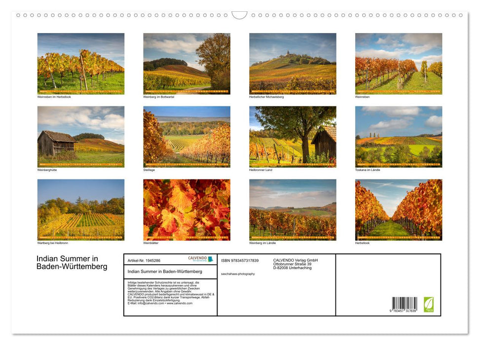Indian Summer in Baden-Württemberg (CALVENDO Wandkalender 2026)