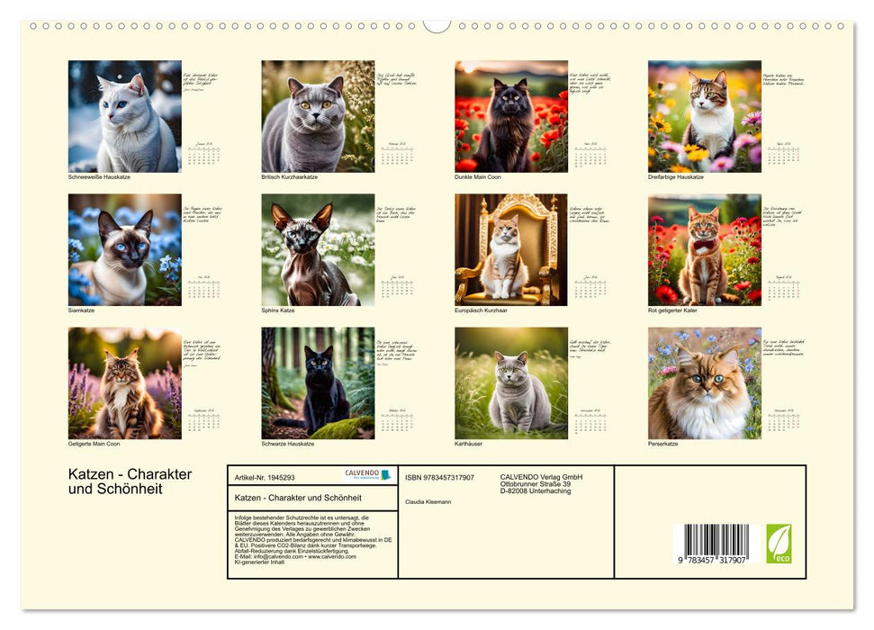 Katzen - Charakter und Schönheit (CALVENDO Premium Wandkalender 2026)