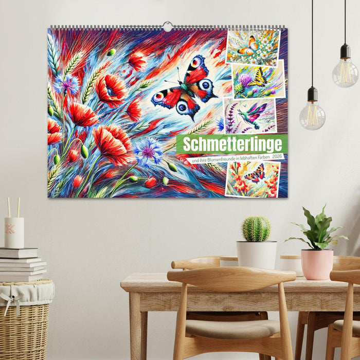 Schmetterlinge und ihre Blumenfreunde in lebhaften Farben (CALVENDO Wandkalender 2026)