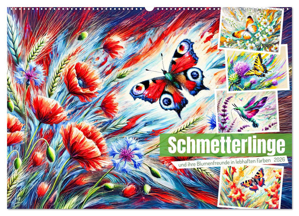 Schmetterlinge und ihre Blumenfreunde in lebhaften Farben (CALVENDO Wandkalender 2026)