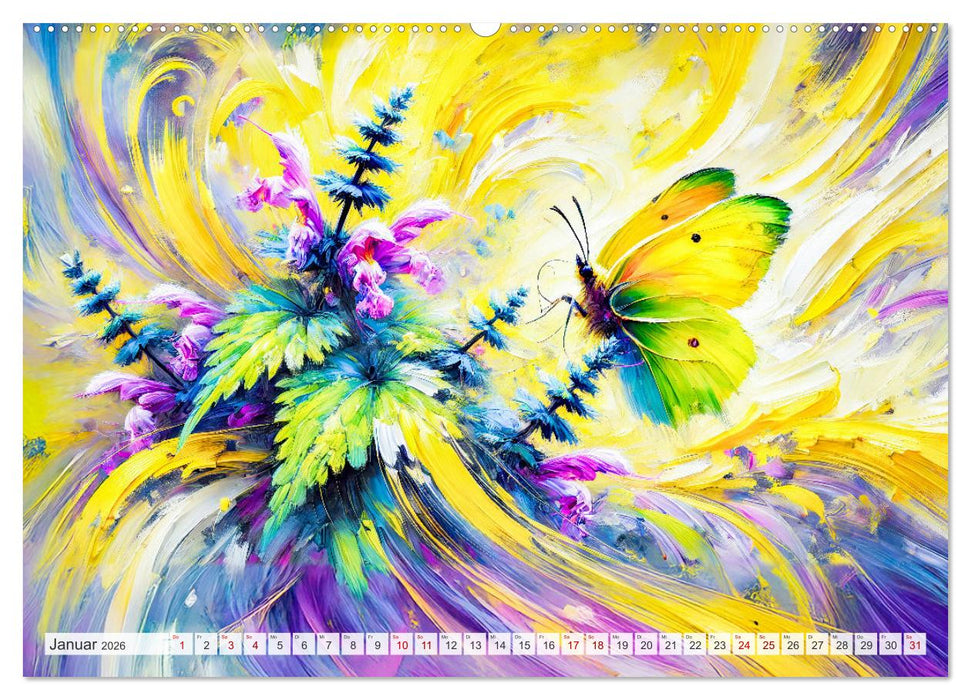 Schmetterlinge und ihre Blumenfreunde in lebhaften Farben (CALVENDO Wandkalender 2026)