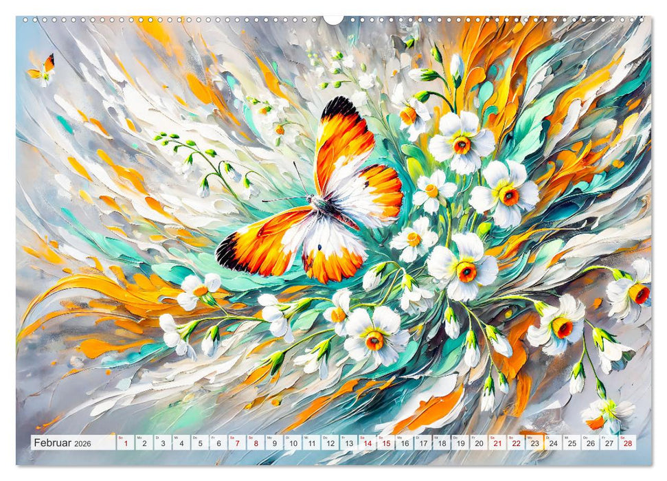 Schmetterlinge und ihre Blumenfreunde in lebhaften Farben (CALVENDO Wandkalender 2026)
