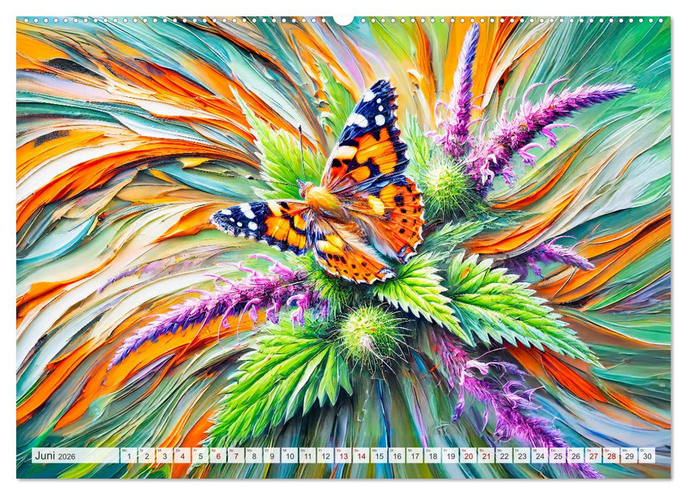 Schmetterlinge und ihre Blumenfreunde in lebhaften Farben (CALVENDO Wandkalender 2026)