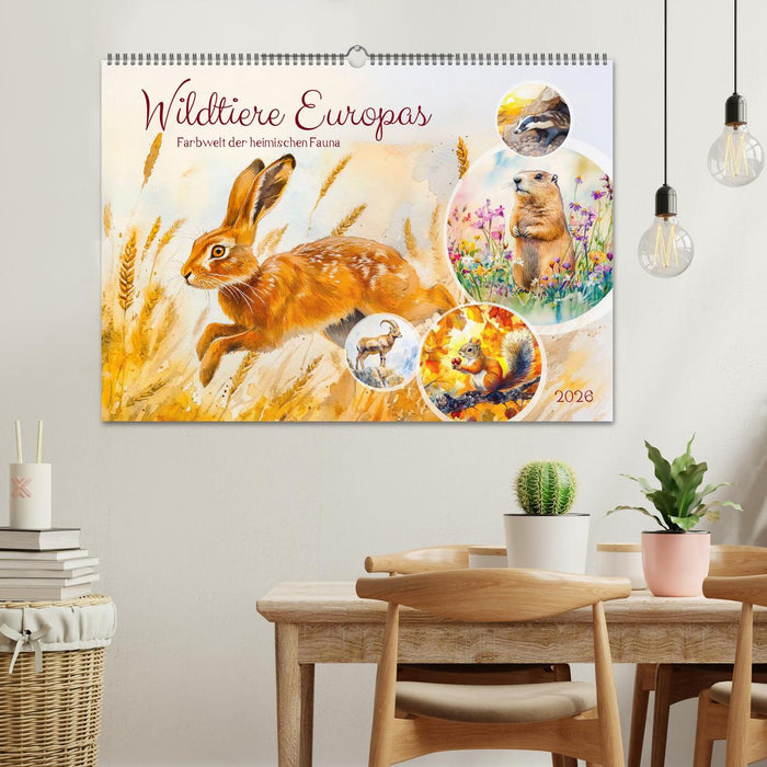 Wildtiere Europas - Farbwelt der heimischen Fauna (CALVENDO Wandkalender 2026)