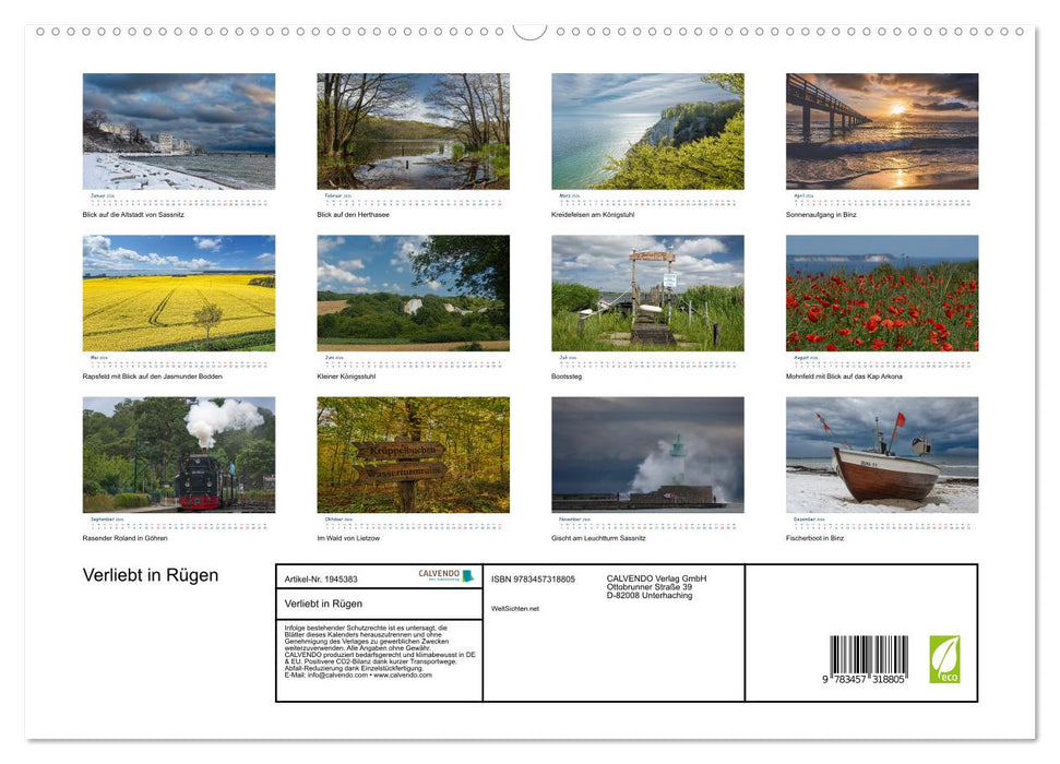 Verliebt in Rügen (CALVENDO Premium Wandkalender 2026)