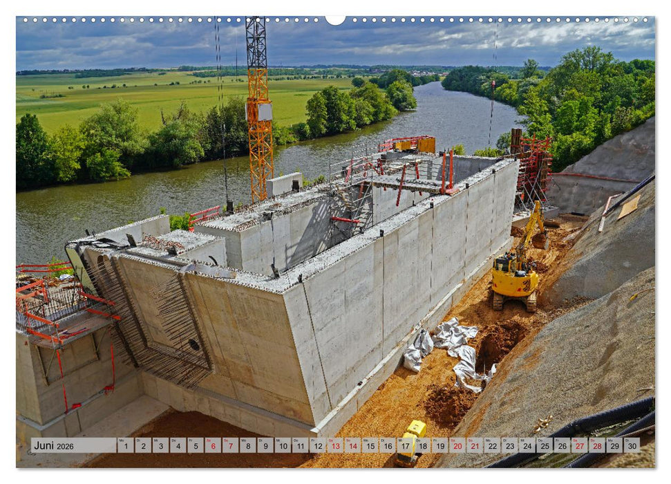 Die Saalequerung Salzmünde – Brückenbau der A143 (CALVENDO Wandkalender 2026)