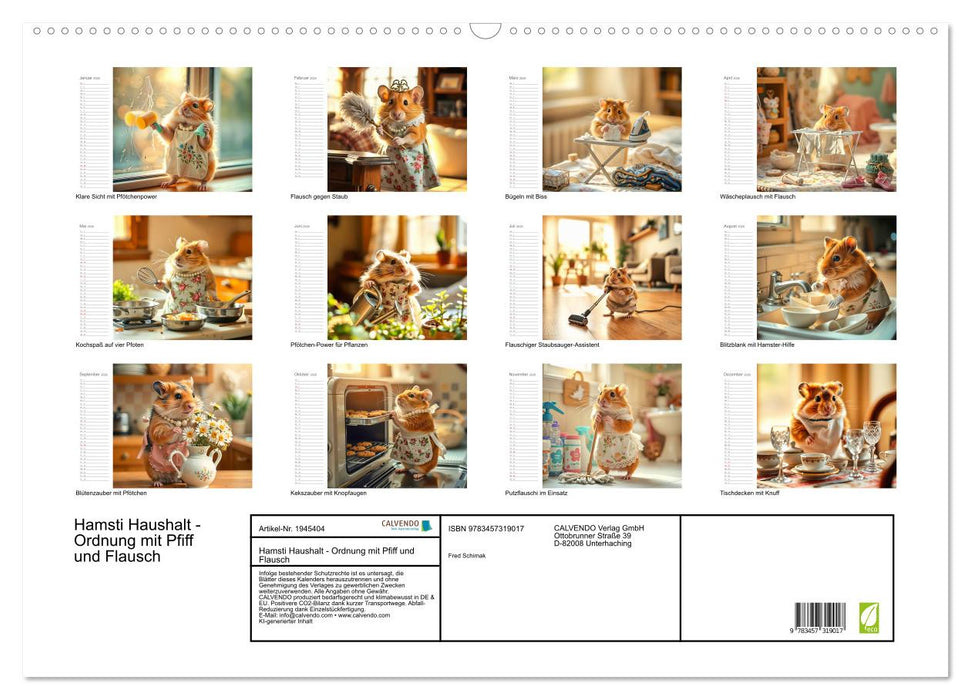 Hamsti Haushalt - Ordnung mit Pfiff und Flausch (CALVENDO Wandkalender 2026)