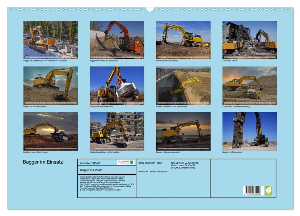 Bagger im Einsatz (CALVENDO Wandkalender 2026)