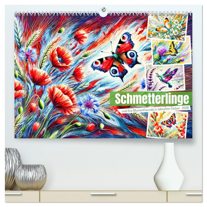 Schmetterlinge und ihre Blumenfreunde in lebhaften Farben (CALVENDO Premium Wandkalender 2026)