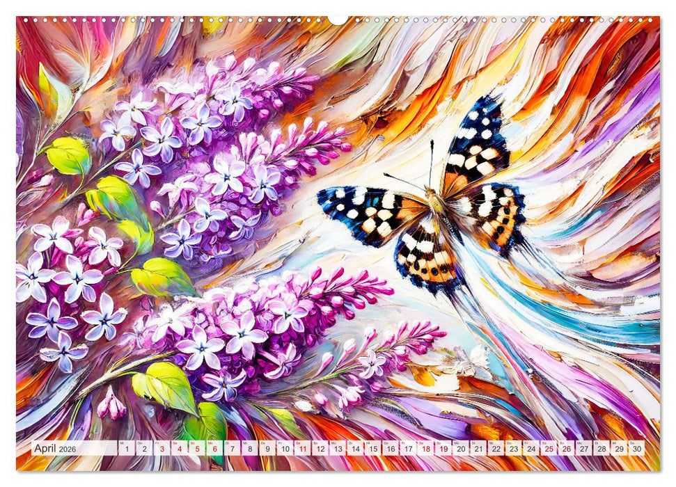Schmetterlinge und ihre Blumenfreunde in lebhaften Farben (CALVENDO Premium Wandkalender 2026)