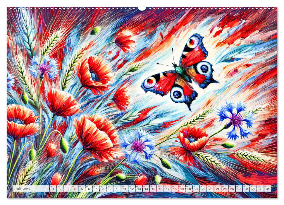 Schmetterlinge und ihre Blumenfreunde in lebhaften Farben (CALVENDO Premium Wandkalender 2026)