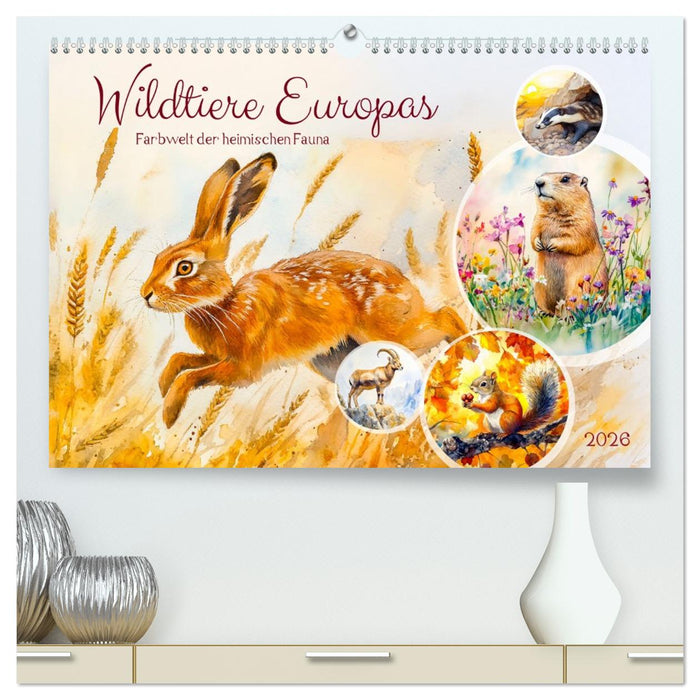 Wildtiere Europas - Farbwelt der heimischen Fauna (CALVENDO Premium Wandkalender 2026)