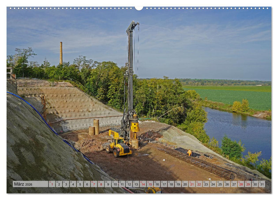 Die Saalequerung Salzmünde – Brückenbau der A143 (CALVENDO Premium Wandkalender 2026)