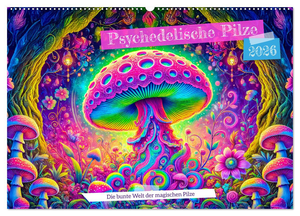 Psychedelische Pilze - Die bunte Welt der magischen Pilze (CALVENDO Wandkalender 2026)