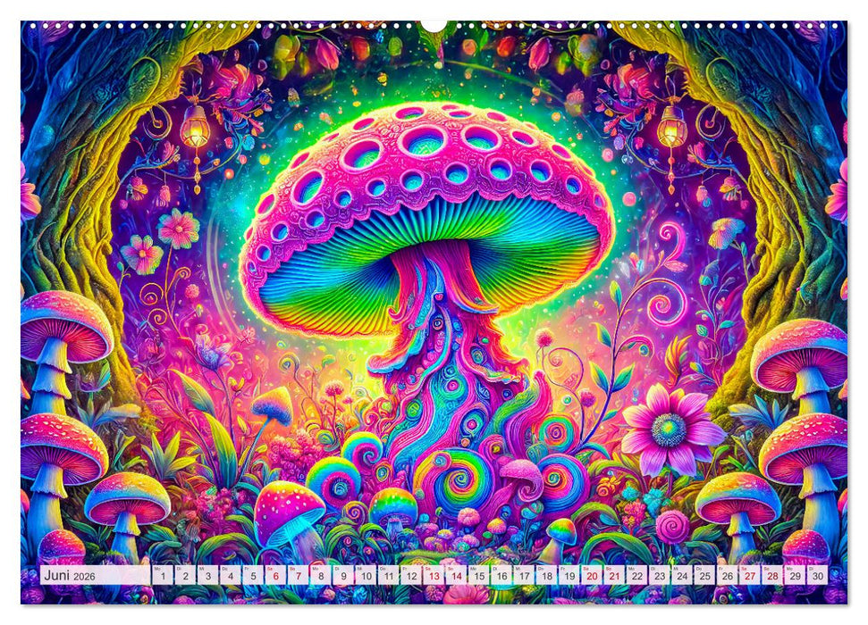 Psychedelische Pilze - Die bunte Welt der magischen Pilze (CALVENDO Wandkalender 2026)