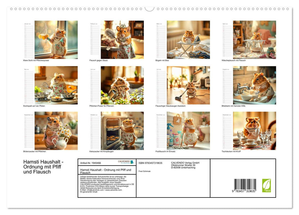 Hamsti Haushalt - Ordnung mit Pfiff und Flausch (CALVENDO Premium Wandkalender 2026)