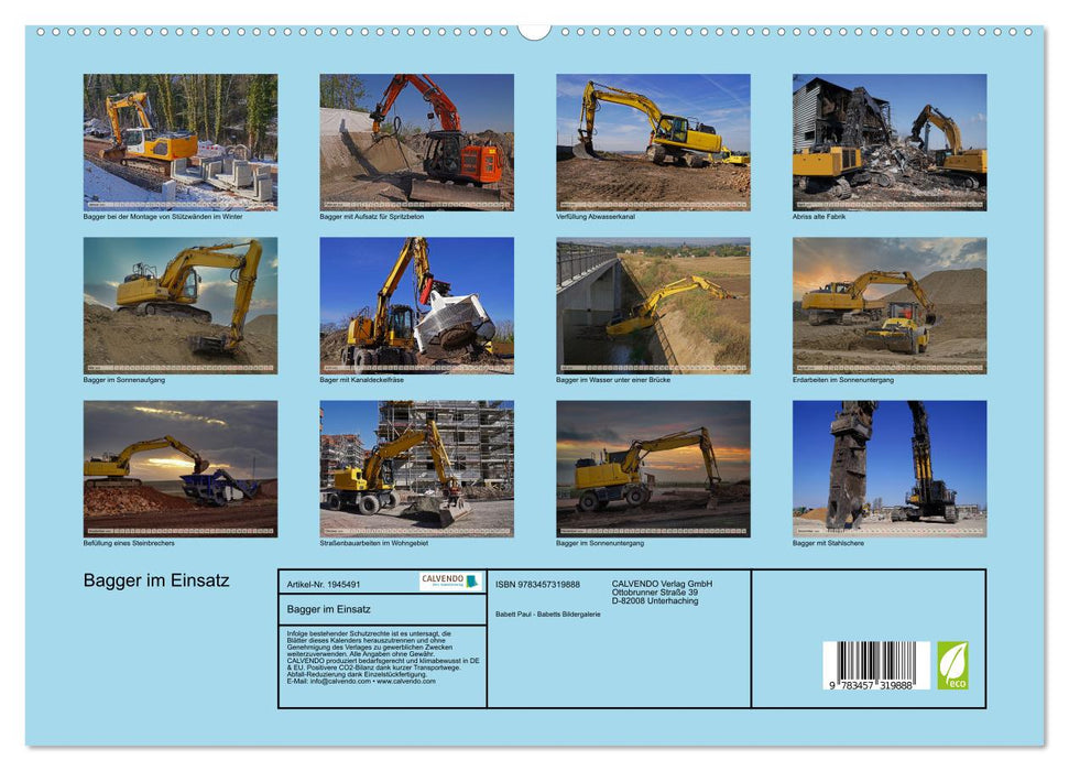 Bagger im Einsatz (CALVENDO Premium Wandkalender 2026)