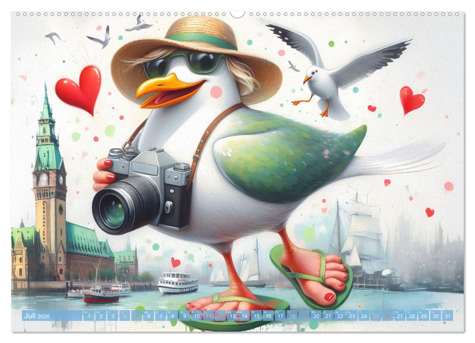 Die Möwe Emma in Hamburg (CALVENDO Premium Wandkalender 2026)