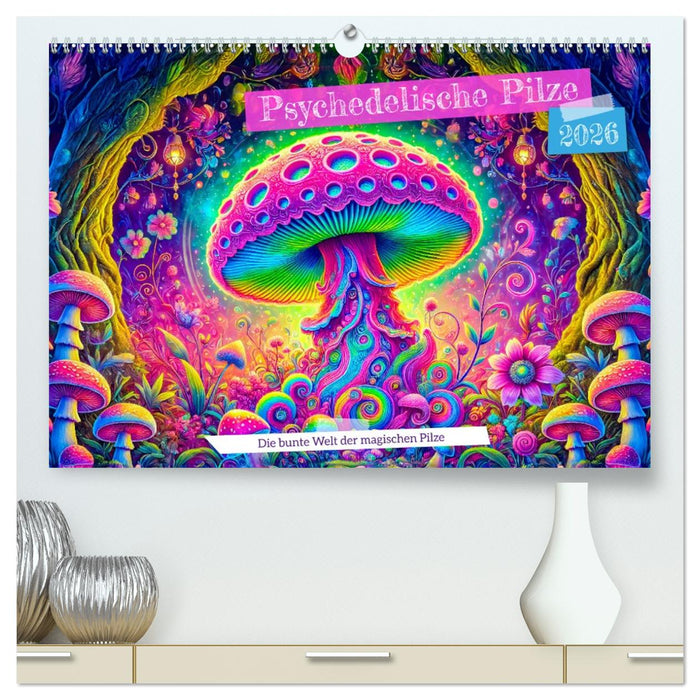 Psychedelische Pilze - Die bunte Welt der magischen Pilze (CALVENDO Premium Wandkalender 2026)