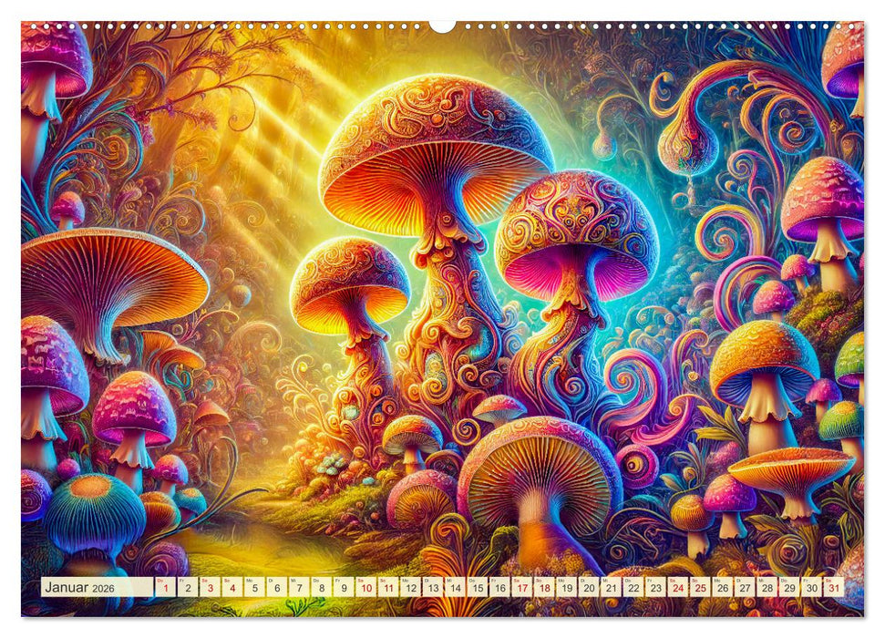 Psychedelische Pilze - Die bunte Welt der magischen Pilze (CALVENDO Premium Wandkalender 2026)