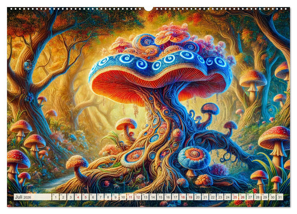 Psychedelische Pilze - Die bunte Welt der magischen Pilze (CALVENDO Premium Wandkalender 2026)