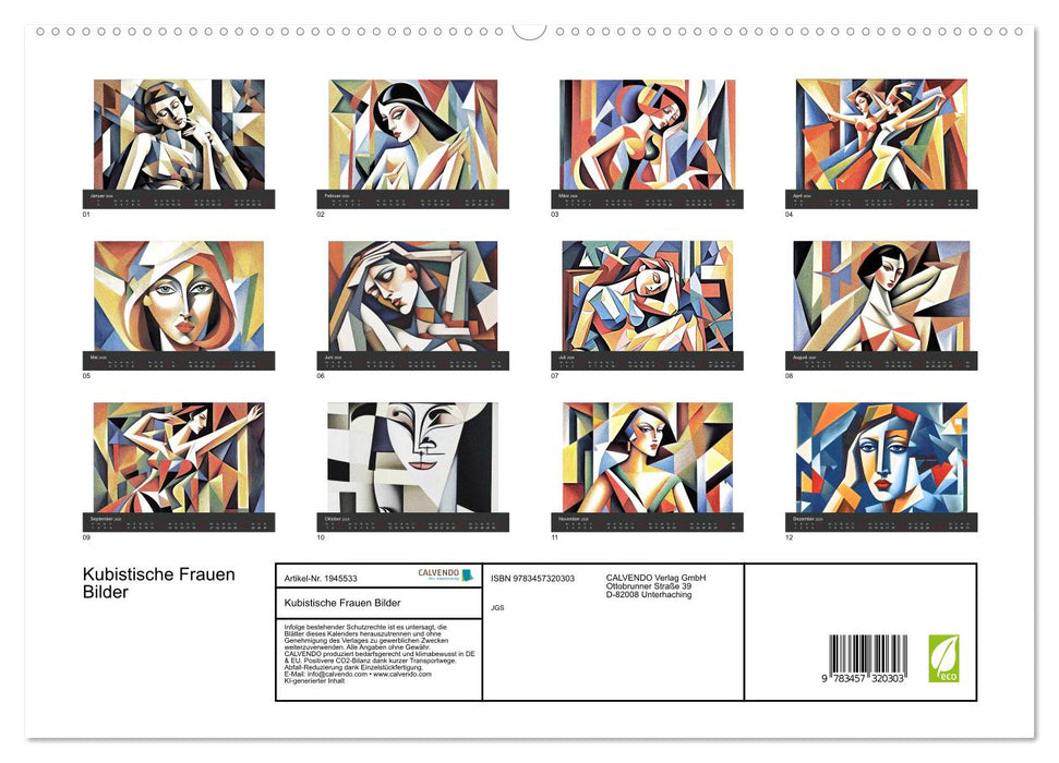 Kubistische Frauen Bilder (CALVENDO Premium Wandkalender 2026)