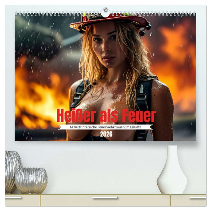 Heißer als Feuer: 14 verführerische Feuerwehrfrauen im Einsatz (CALVENDO Premium Wandkalender 2026)