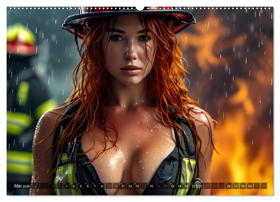 Heißer als Feuer: 14 verführerische Feuerwehrfrauen im Einsatz (CALVENDO Premium Wandkalender 2026)