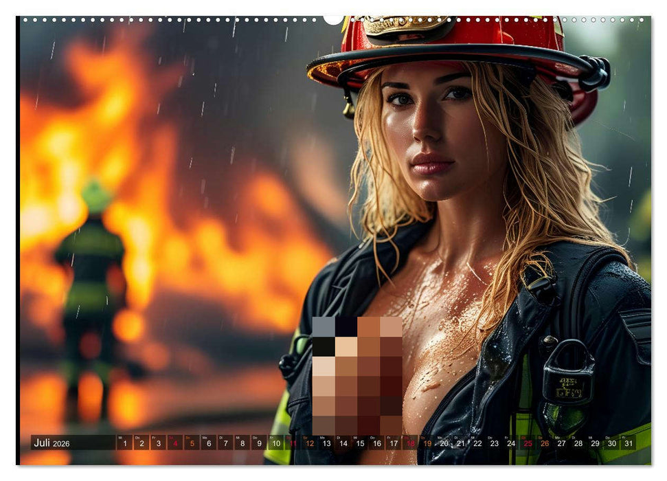 Heißer als Feuer: 14 verführerische Feuerwehrfrauen im Einsatz (CALVENDO Premium Wandkalender 2026)