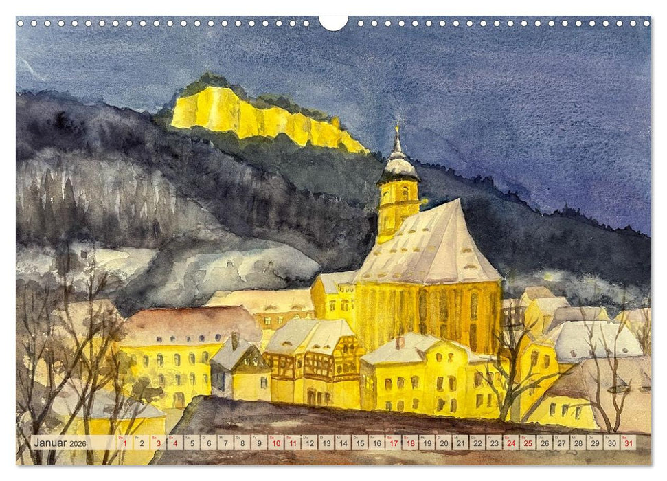 Dresden und das Elbtal - Ein Aquarellkalender von Claudia Pinkau (CALVENDO Wandkalender 2026)