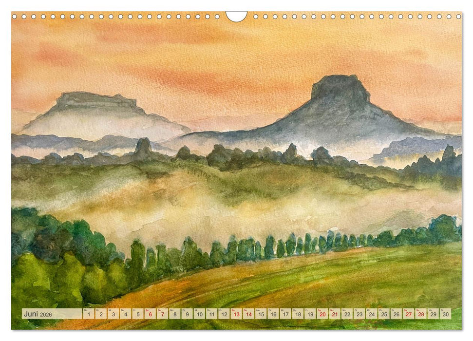 Dresden und das Elbtal - Ein Aquarellkalender von Claudia Pinkau (CALVENDO Wandkalender 2026)