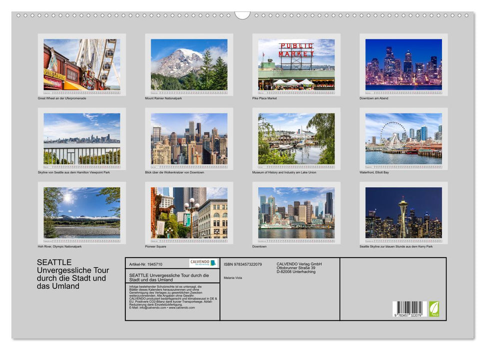 SEATTLE Unvergessliche Tour durch die Stadt und das Umland (CALVENDO Wandkalender 2026)