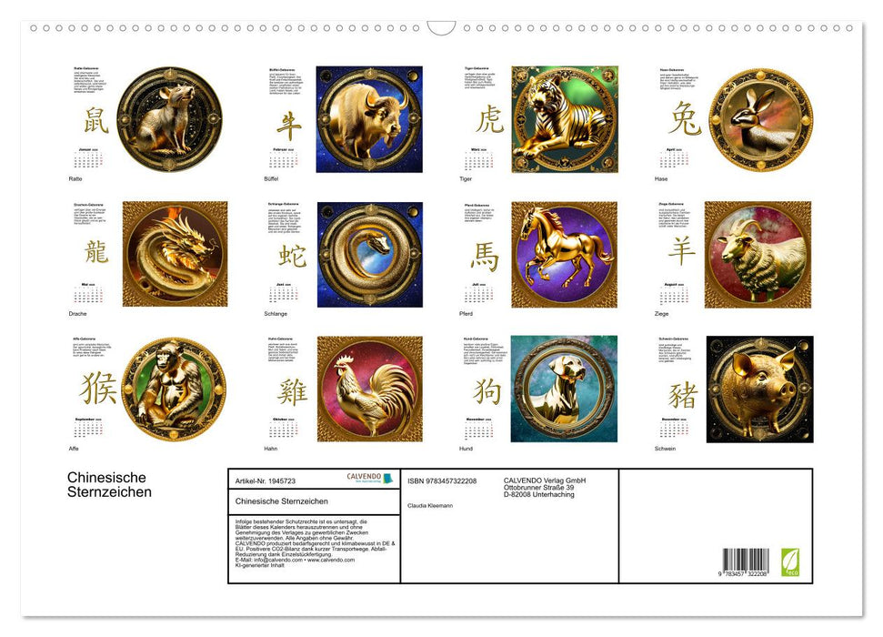Chinesische Sternzeichen (CALVENDO Wandkalender 2026)