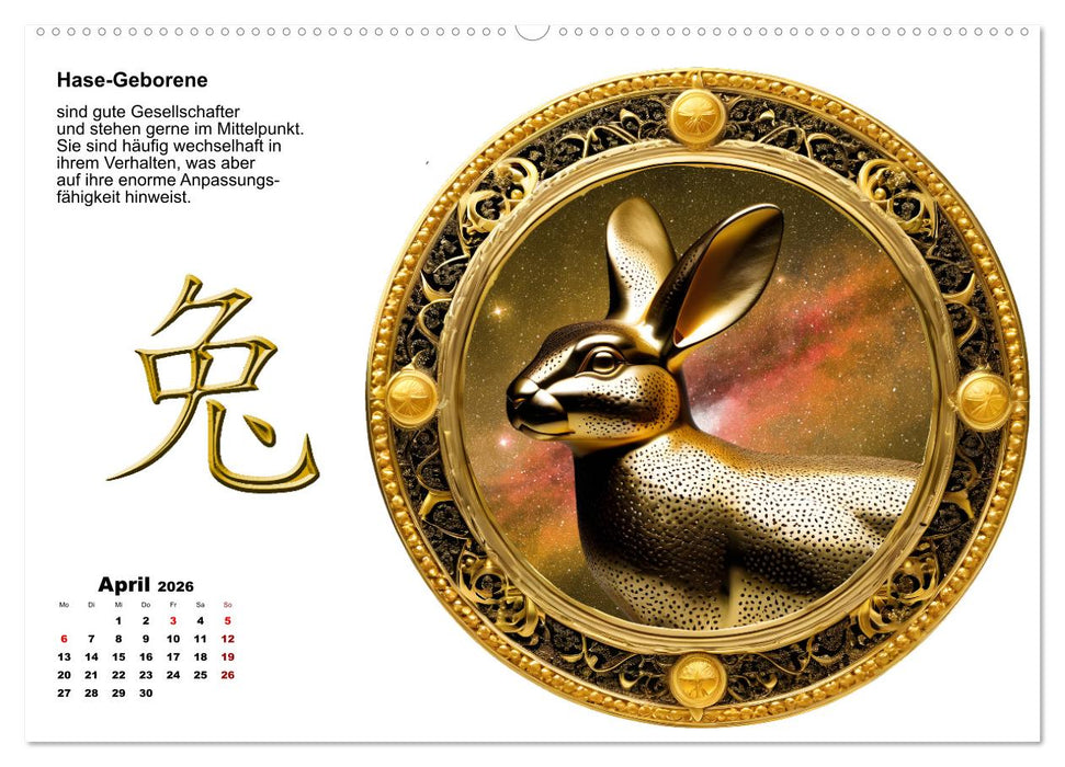 Chinesische Sternzeichen (CALVENDO Premium Wandkalender 2026)