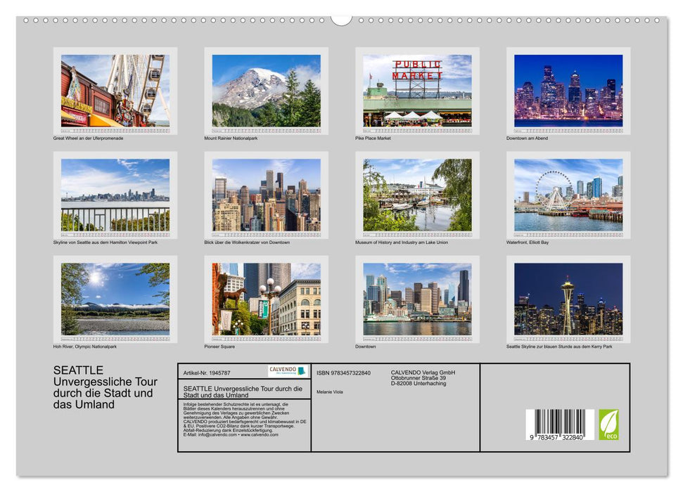SEATTLE Unvergessliche Tour durch die Stadt und das Umland (CALVENDO Premium Wandkalender 2026)
